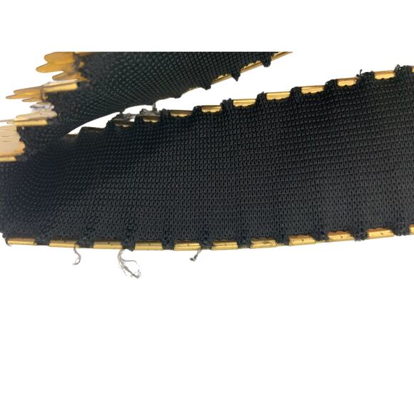 Vintage Gold Belt Stretch Metal Fishscale Elastic Belt Round Buckle